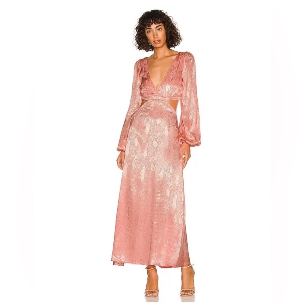 AFRM Norton Dress‎ In Pink - Snake Blush, Size M